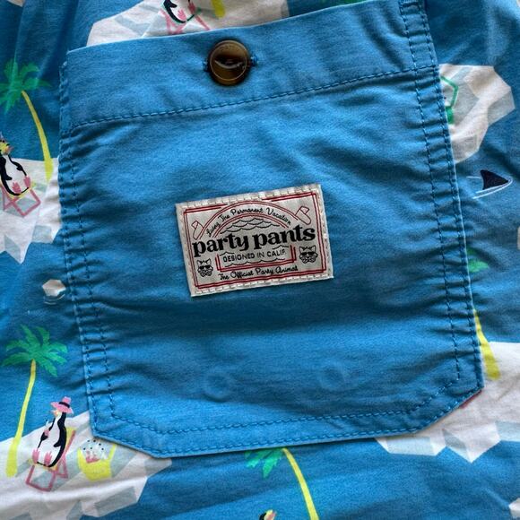 Party Pants swim trunks Large 5” Inseam Iceberg Penguin - Picture 5 of 10